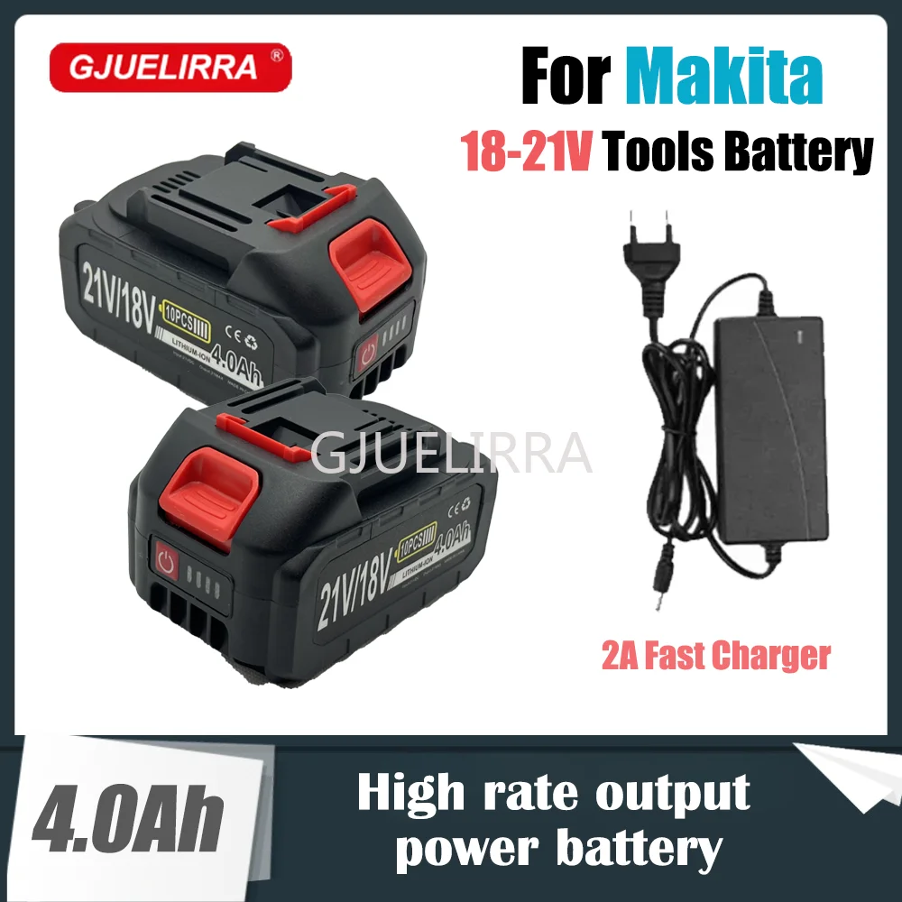 21 V 4,0 Ah wiederaufladbarer Lithium-Ionen-Akku für Akku-Bohrschrauber/Bürstenloser Schraubenschlüssel/Schraubendreher für 18-V-Akkus von Makita