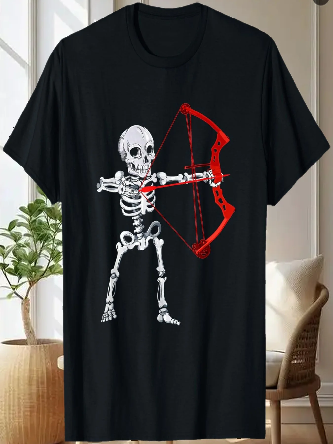 

Рубашка для стрельбы из лука со скелетом, футболка с луком для охоты на Хэллоуин