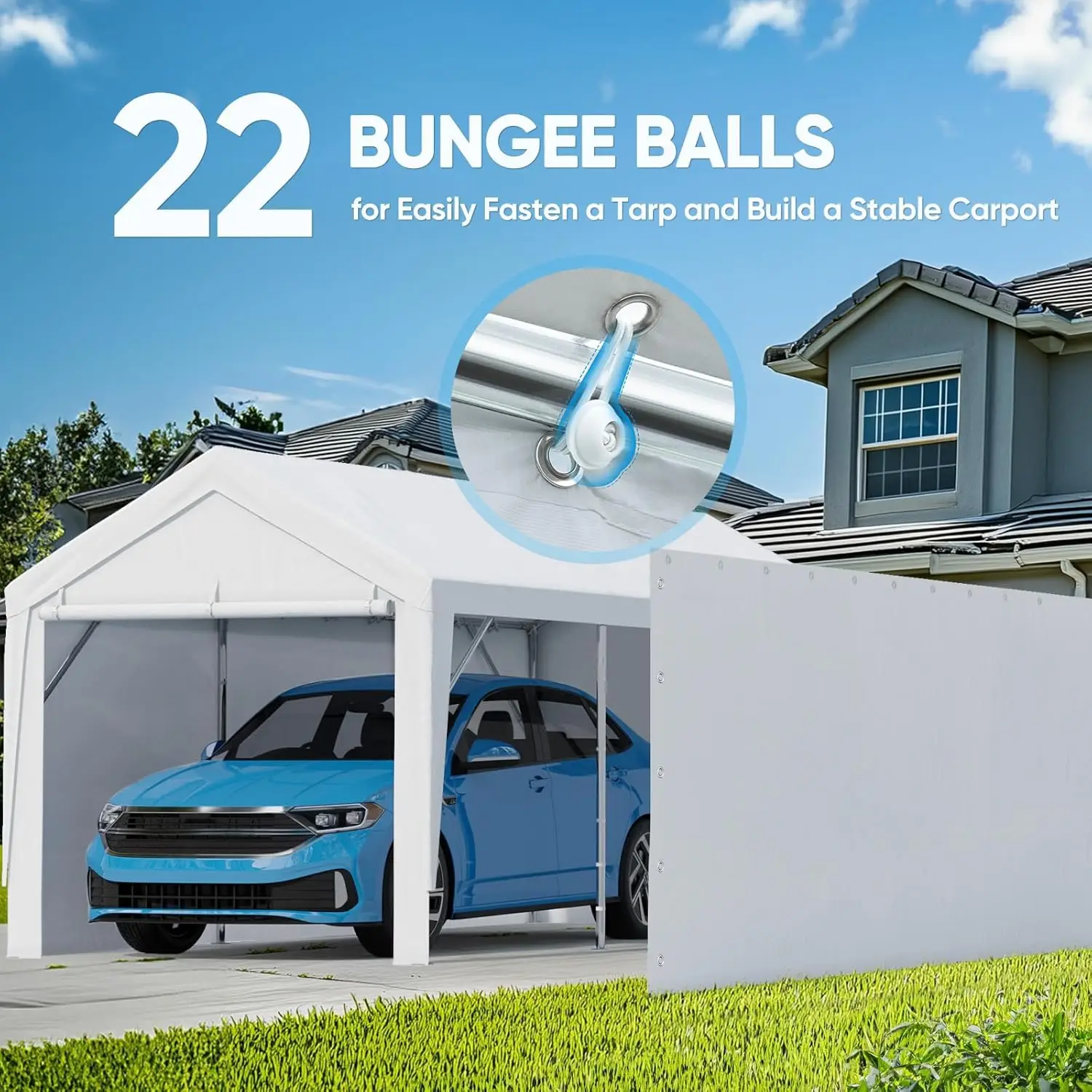 استبدال قماش القنب المظلة الجانبية بنجي كرات ل 10x20 أو 12x20 قدم Carport المرآب خيمة حفلة المأوى الأبيض #5