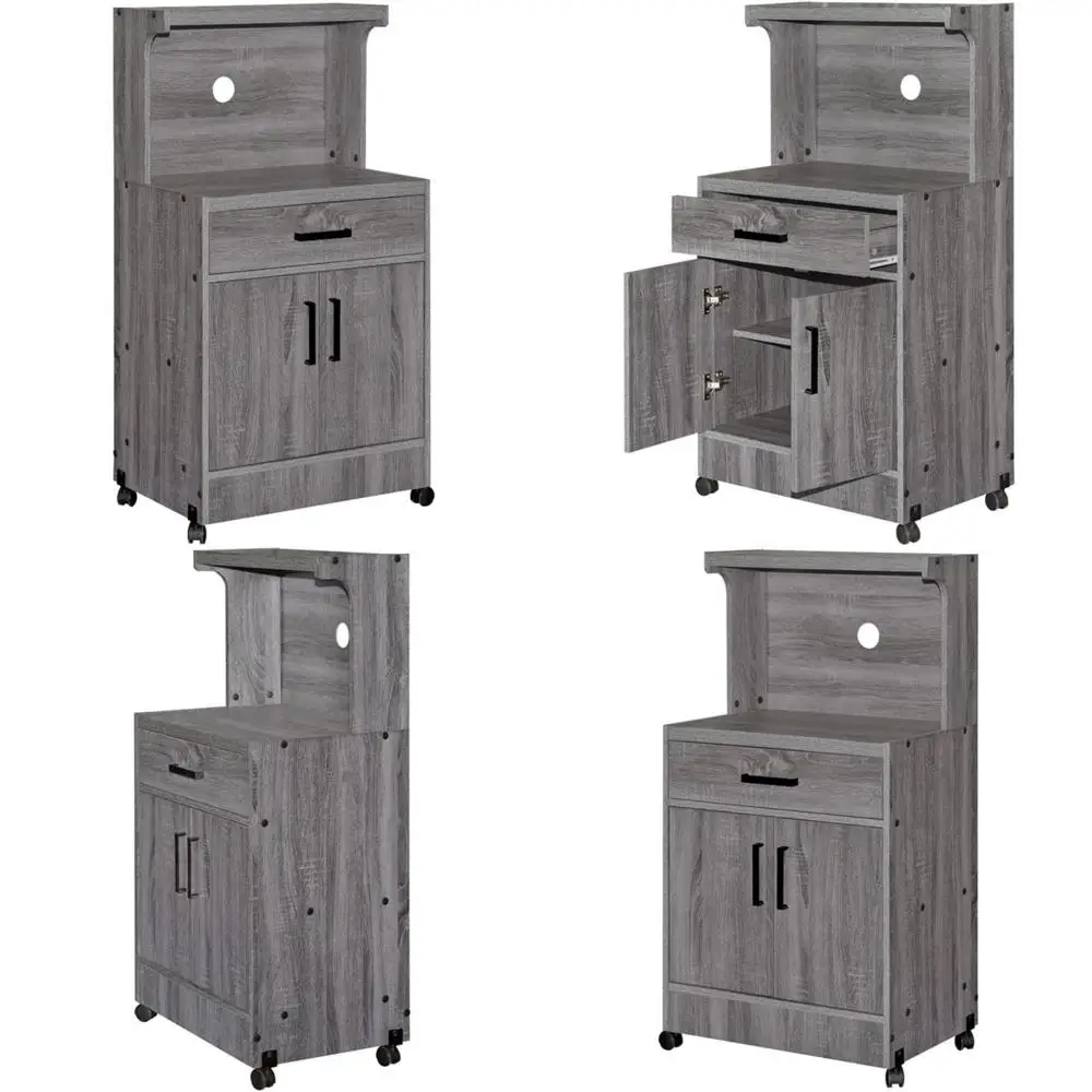 حامل ميكروويف Shelby Kitchen الخشبي الرمادي من Better Home Products