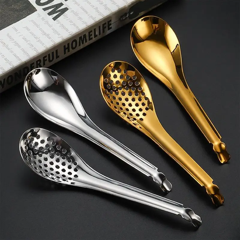 Colador de Caviar de Metal, esferificación Molecular, cuchara de barra de cocina en oro o plata para Salsas, cereales, guisos y