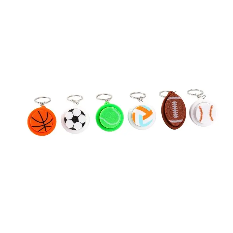 Mini Sports Ball Keychain 1Pcs 3D Printed Football Fidget Toy for Stress Relief Childrens Party Bag Fillers view 3