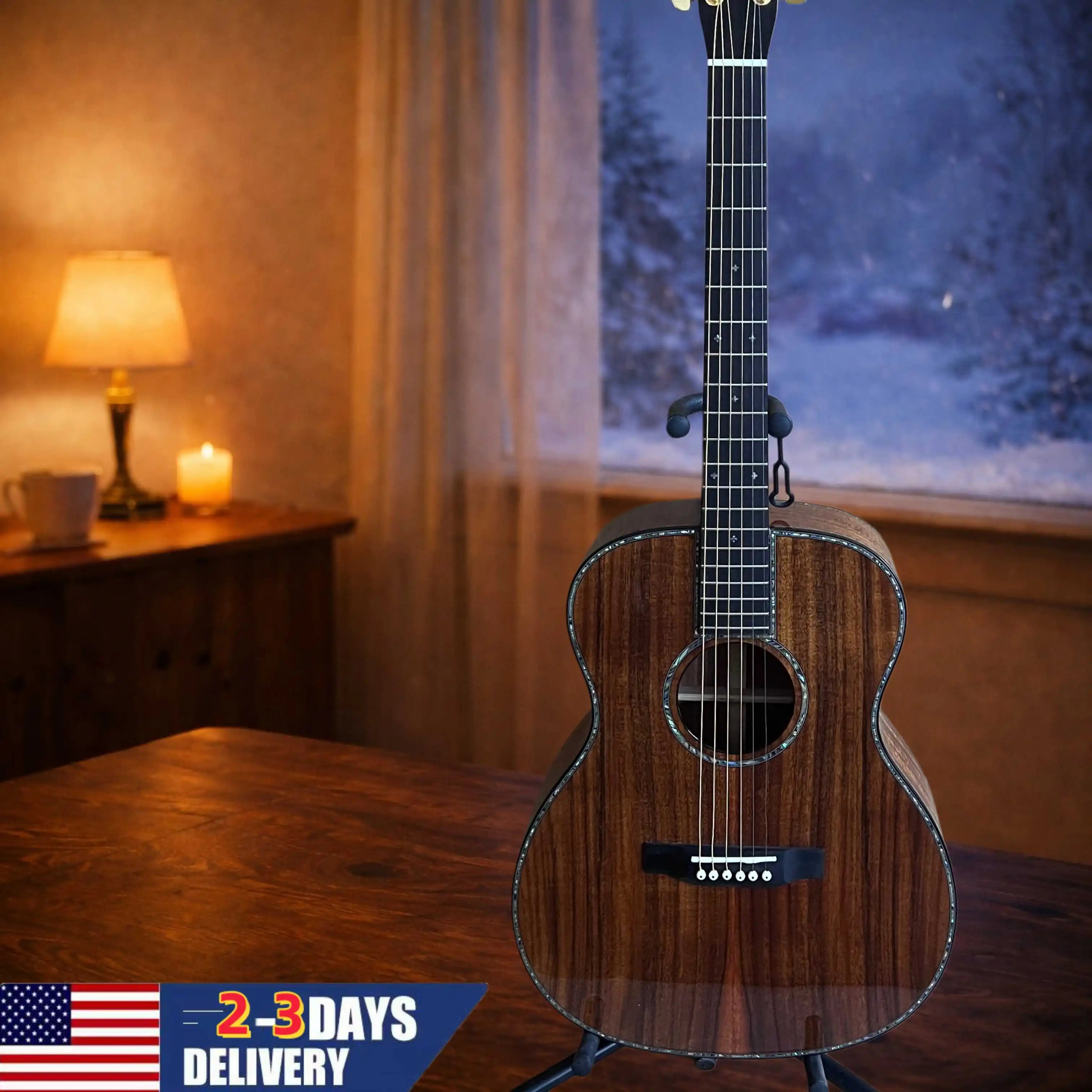 

Full KAO Wood OM Series Acoustic Guitar with Ebony Fingerboard Symmetrical Design Suitable for Beginners and Professionals