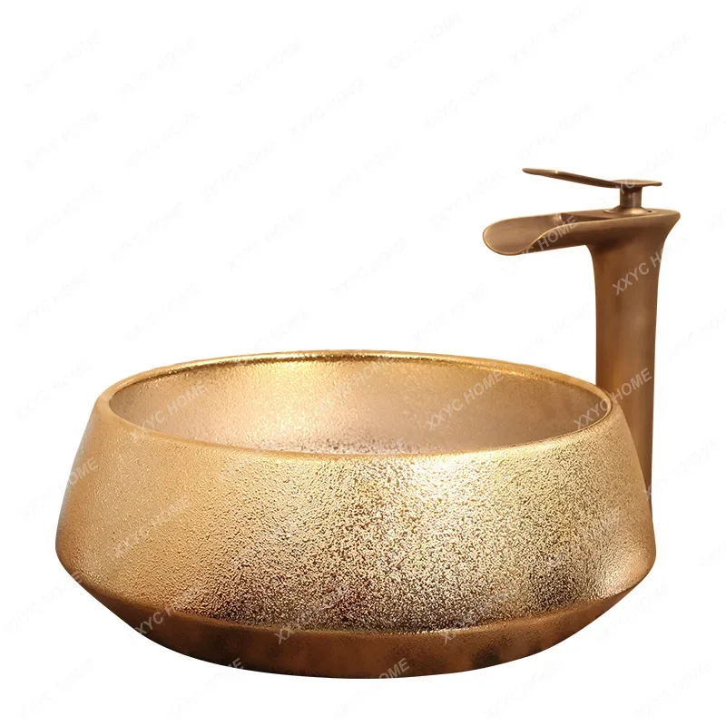 Jingdezhen Ceramic Table Basin Art Basin Carved Gold Wash Basin European Washbasin Hotel