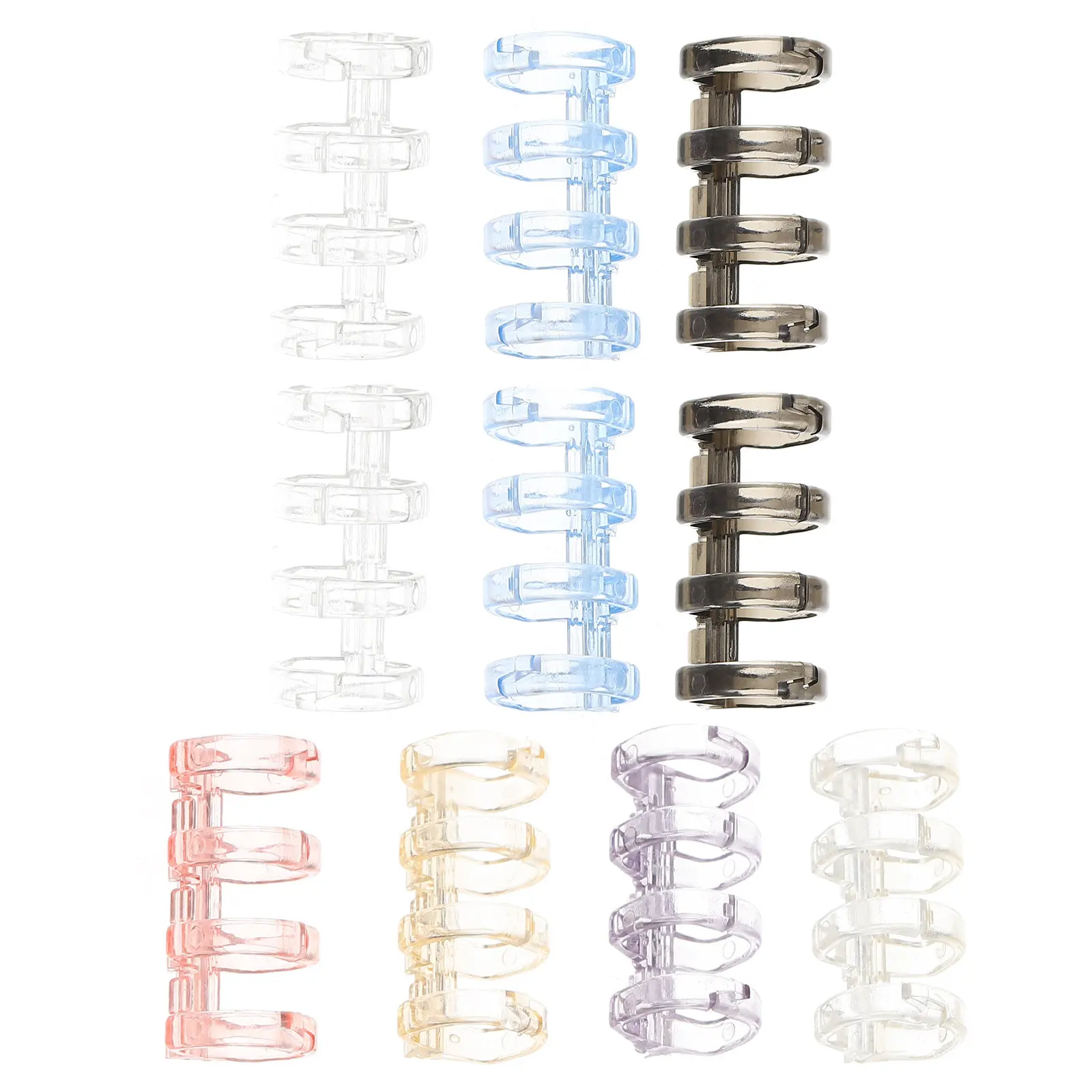 

10Pcs Loose Leaf Binder Snap Flexible Plastic Four Hole File Binder Clips for Home Office School Stationery Organization