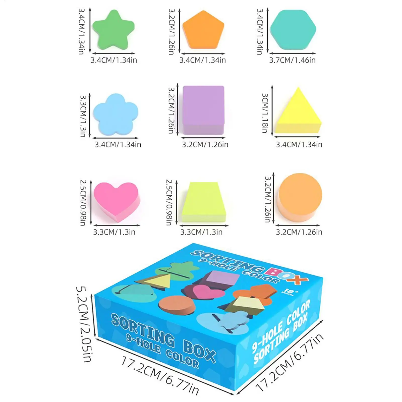 Jouet de tri de formes, boîte de tri de couleurs et de formes en bois à 9 fentes, Puzzle interactif, jouet de tri pour l'intérieur de la maison, la maternelle et l'école maternelle