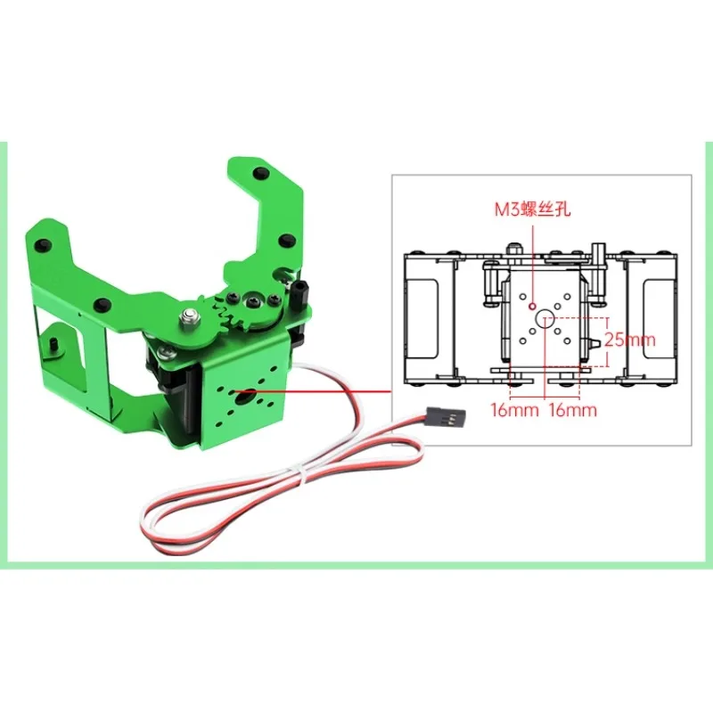 Pinza servo antibloccaggio con artiglio robot in lega di alluminio verde per supporto per morsetto meccanico con braccio robotico