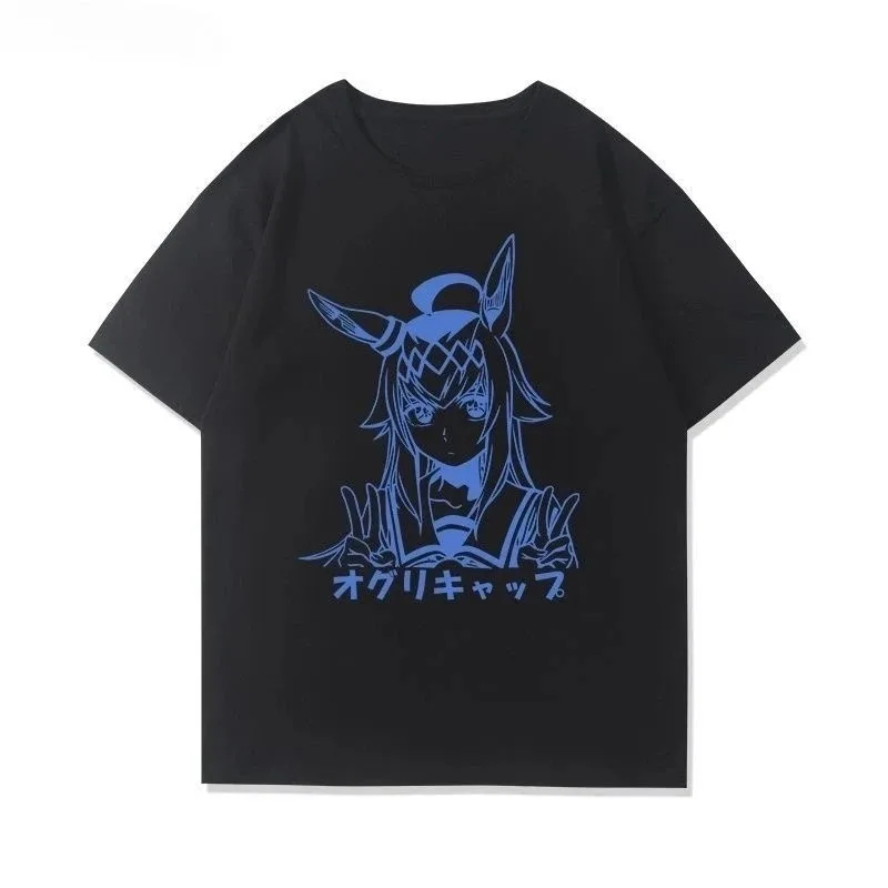 Anime Uma Musume Pretty Derby Oguri Cap Grafik T-Shirt Damen Herren Casual Kurzarm Sommer Baumwoll-T-Shirts Streetwear Harajuku Top – Detail 5