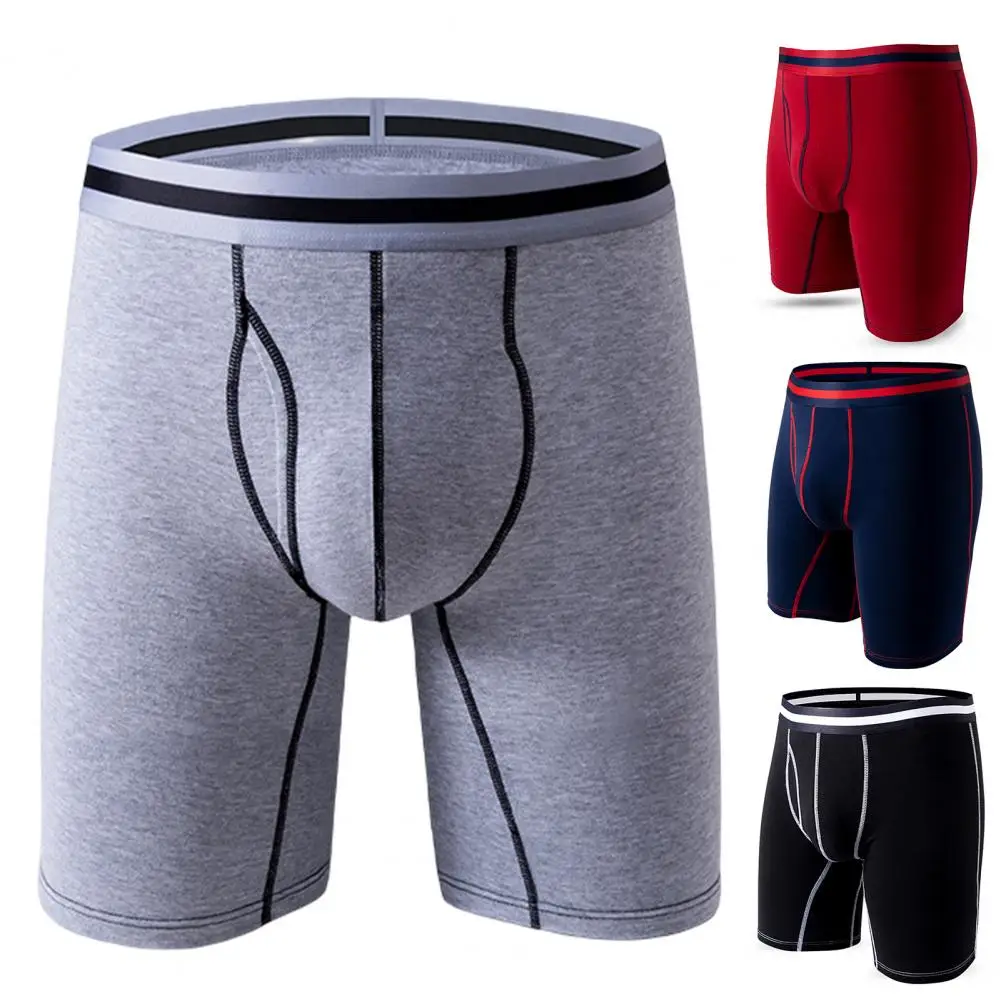 Men Boxers U Convex Contrast Color Lengthen Slimming Sports Convex Extended Wear Wide Anti-slip Band Men Panties For Inner Wear