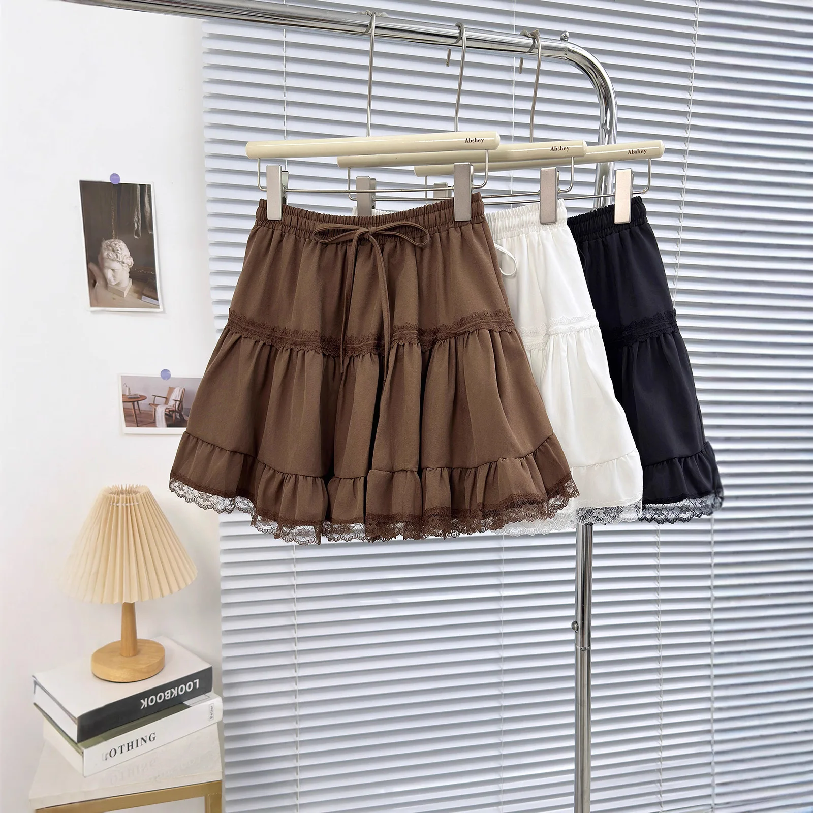 

Новая летняя юбка 2026 года с кружевными вставками, эластичной талией и бантом, многослойная, для женщин