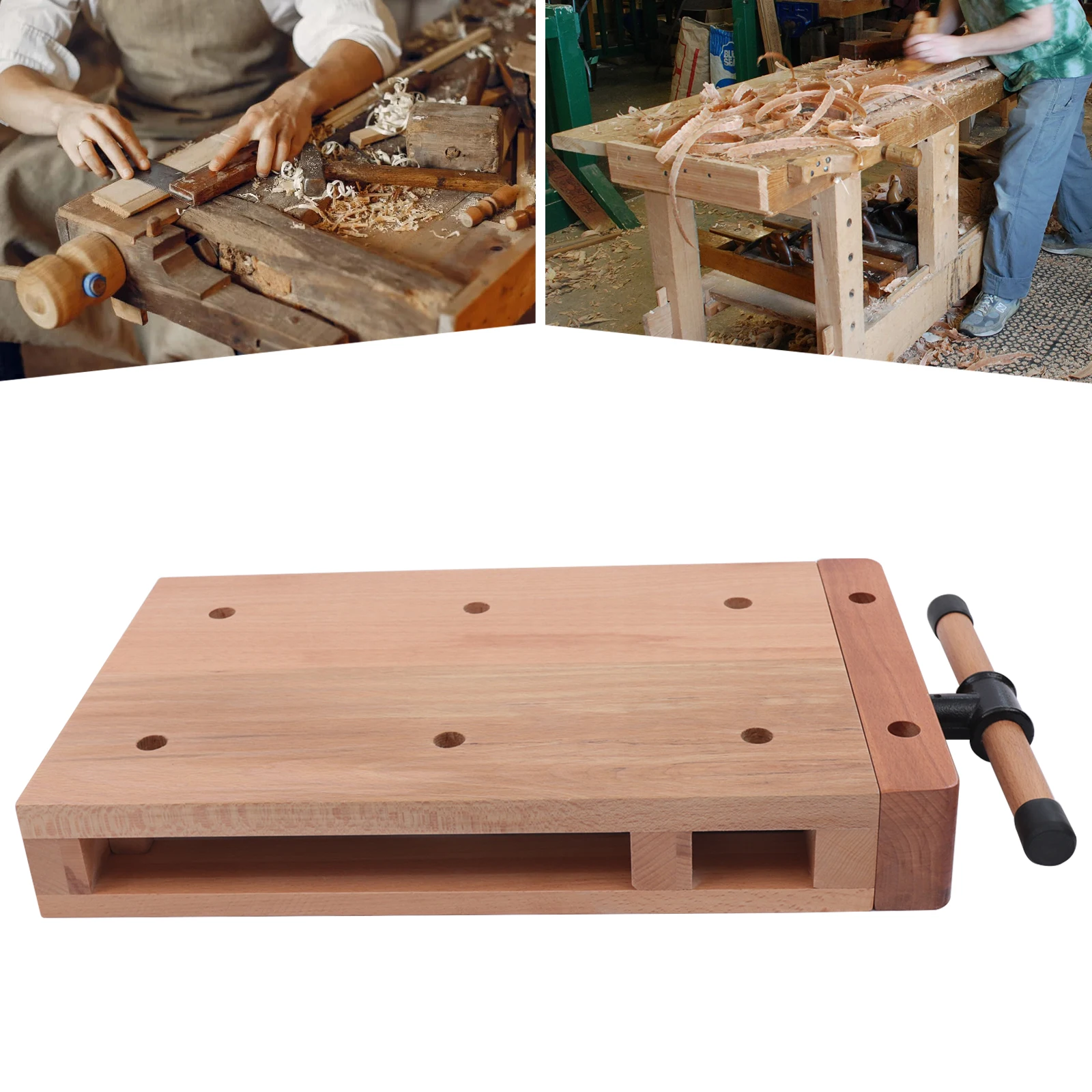 

Portable Hard Woodworking Vise for Workbench with 2 G-Shape Fixing Clips & 4 Limit Blocks, Ideal for Home, Woodworking Studios