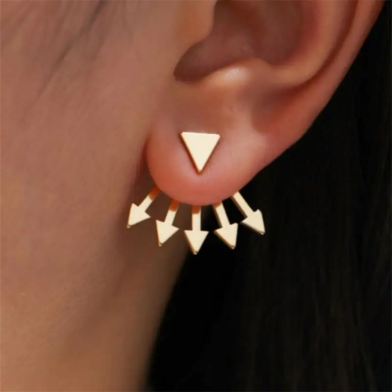 1-Pair Metal Geometric Triangle Arrow Open Design Earrings Ear Jacket Women's Daily, Party Accessories Wedding Earrings