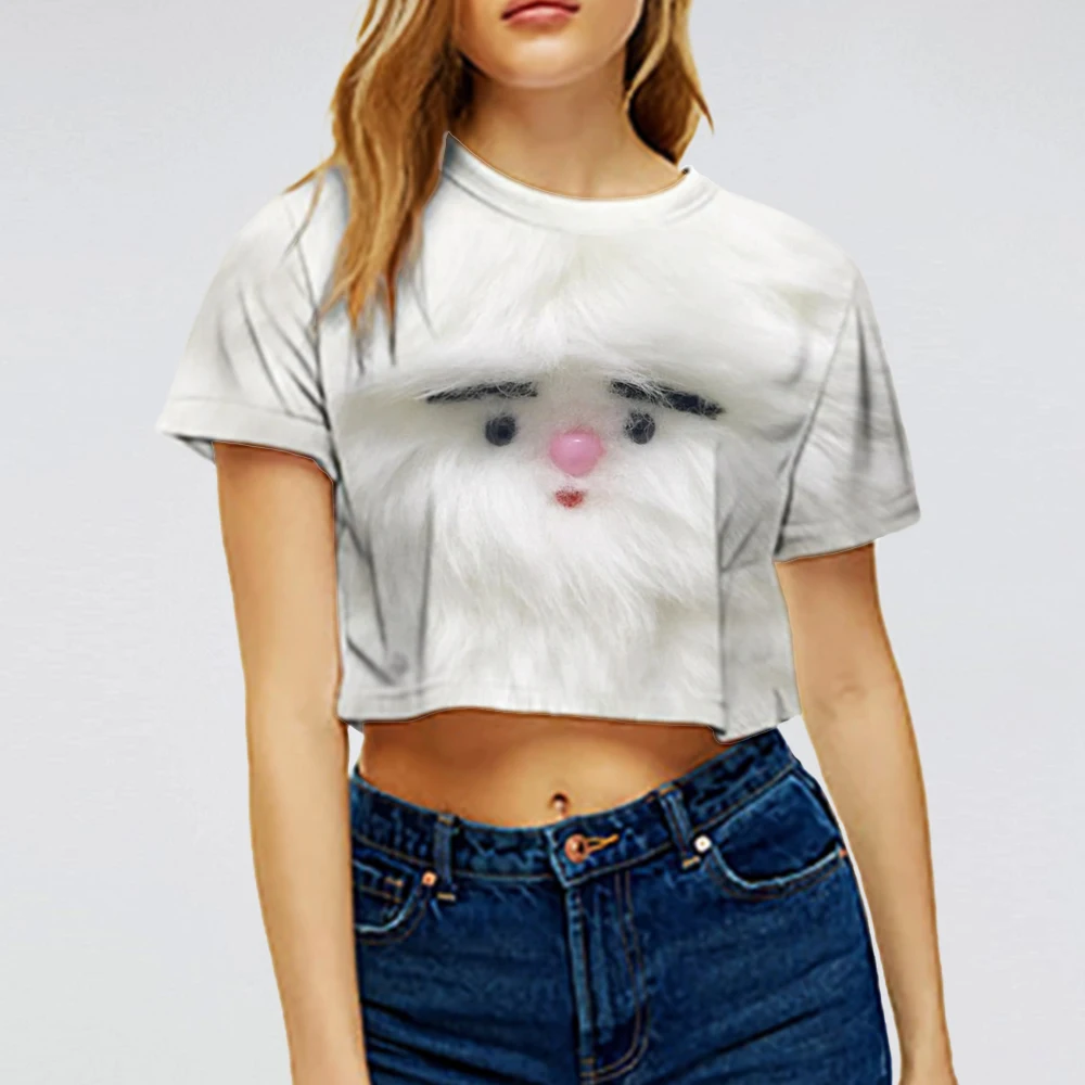 Cute Stuffed Animals Kawaii Crop Top Sweet Female Tee Short T Shirts For Women Normal Size Summer Funny 3D Print Woman Clothing