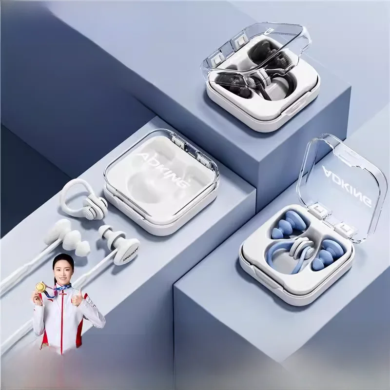 水泳用耳栓-防水-入浴用-水侵入防止-遮音ツール-大人用耳栓-ノーズクリップセット-プロ仕様の円筒形