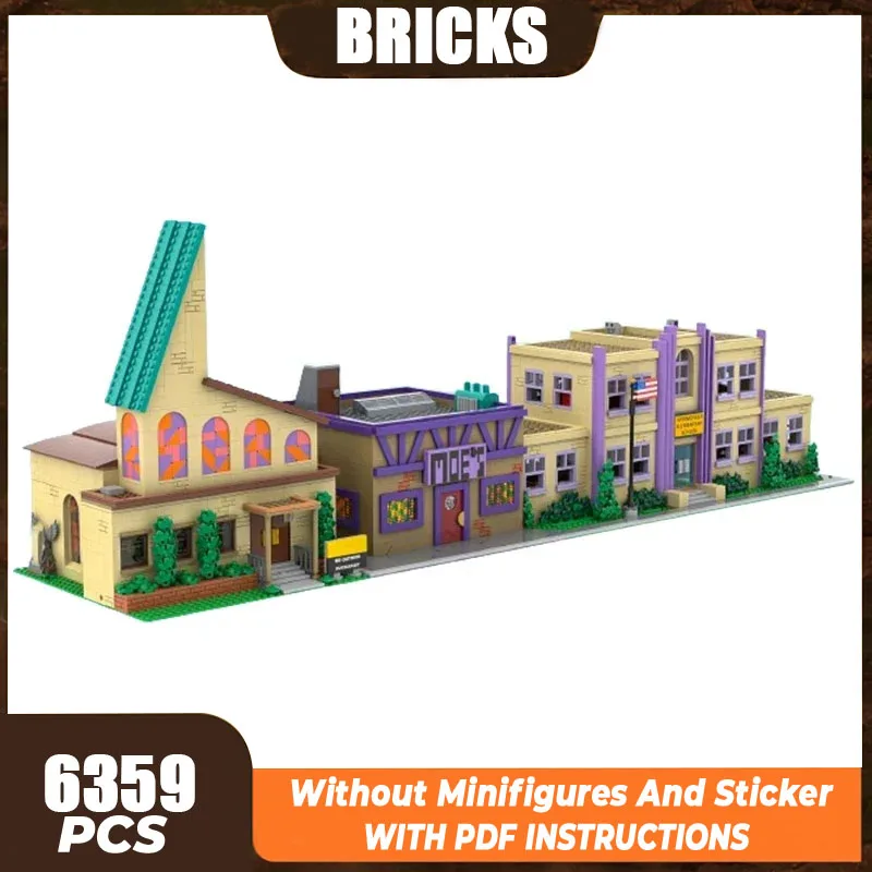 City Street View Model Moc Building Bricks Springfield Architecture Technology Modular Block Gift Christmas Toy DIY Set Assembly