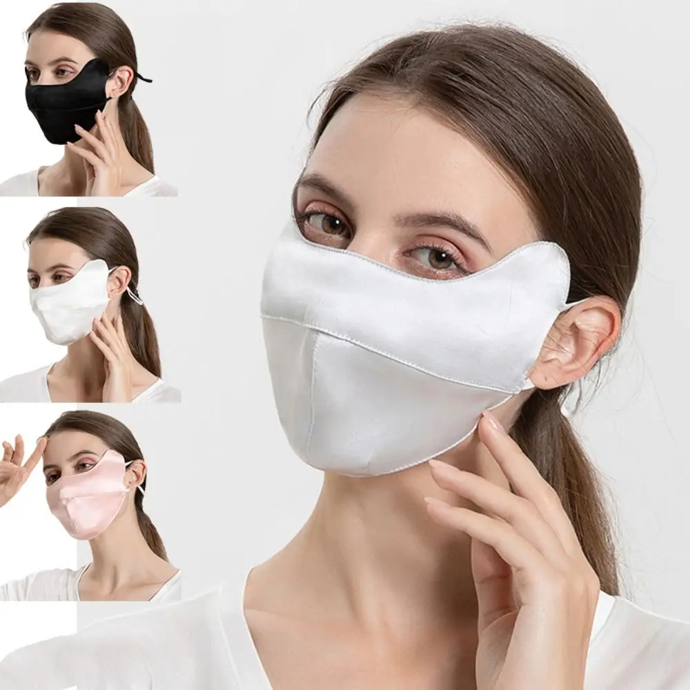 Protezione solare maschera di seta da donna moda traspirante protezione completa per gli occhi maschera per la protezione solare maschera per il viso da ciclismo antipolvere anti-uv