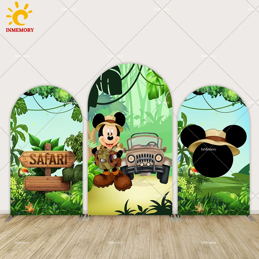 Jungle Wild One Mickey Arch Cover Backdrop Wall Safari Safari Car party Decoration for Boy Birthday Background Photobooth Banner