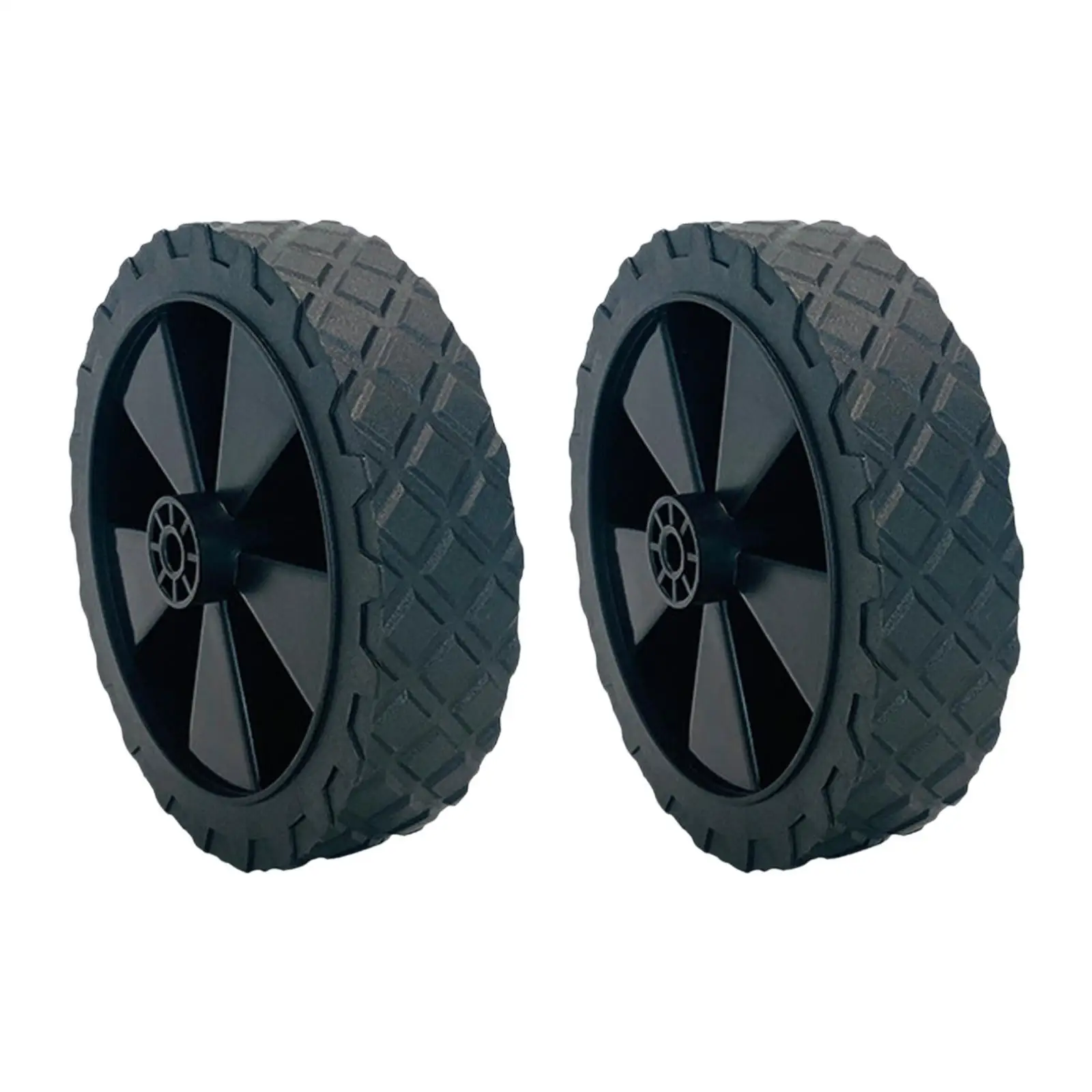 Black Heavy Duty 5 Inch Flat Free Rubber Wheels for Hand Truck Lawn Mower Shopping Cart and Garden Carts