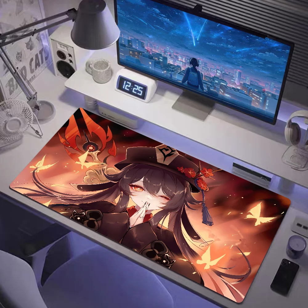 

Genshin Impact hutao Big Hot selling MousePad Gamer Large HD printing Hot Mouse Mat Computer Desk Mat Locking Edge Keyboard Pad