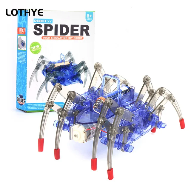 DIY elektryczny pająk Robot Puzzle zabawka elektryczne pełzające zwierzę nauka edukacja STEM zabawkowy Model elektroniczne prezenty dla zwierząt domowych dla dzieci