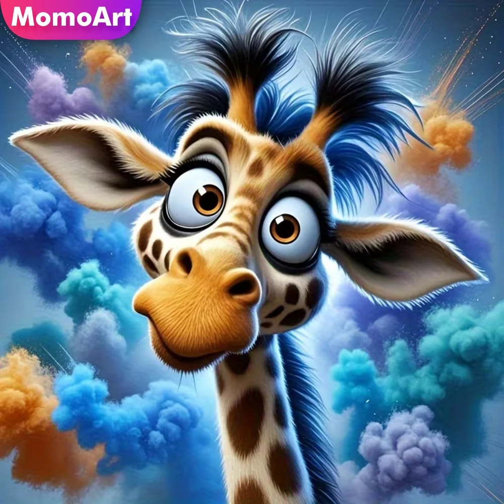Momoart DIY Diamantmalerei Giraffen-Tiermuster für Erwachsene Anfänger Diamant-Mosaik Cartoon-Stickerei Kinder-Hobby
