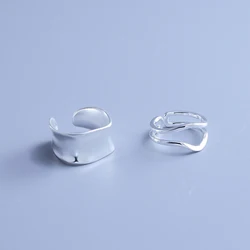 VENTFILLE 925 Sterling Silver Matte Wide Line Ring For Women Gift Irregular Geometric Punk Jewelry Wholesale Dropshipping