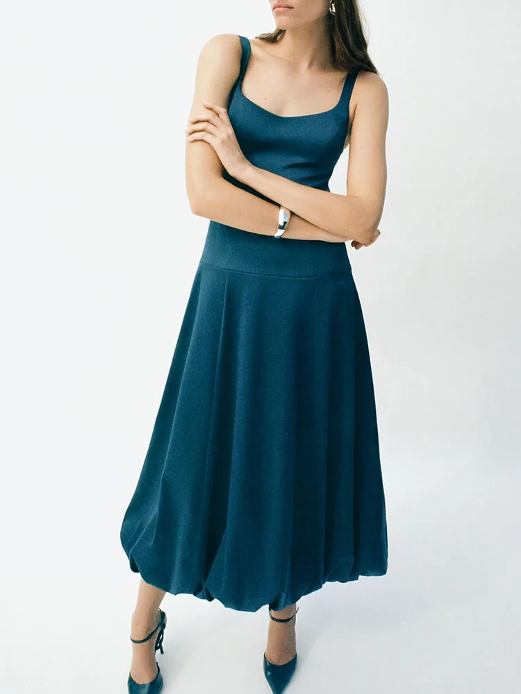 ファイオナブル-スイート-ラウンド-ネ-バルーン-シルエット-ミディ丈-ドレス-レディース-新作-冬-2025-ガウン-ロングスカート-スリーブレス