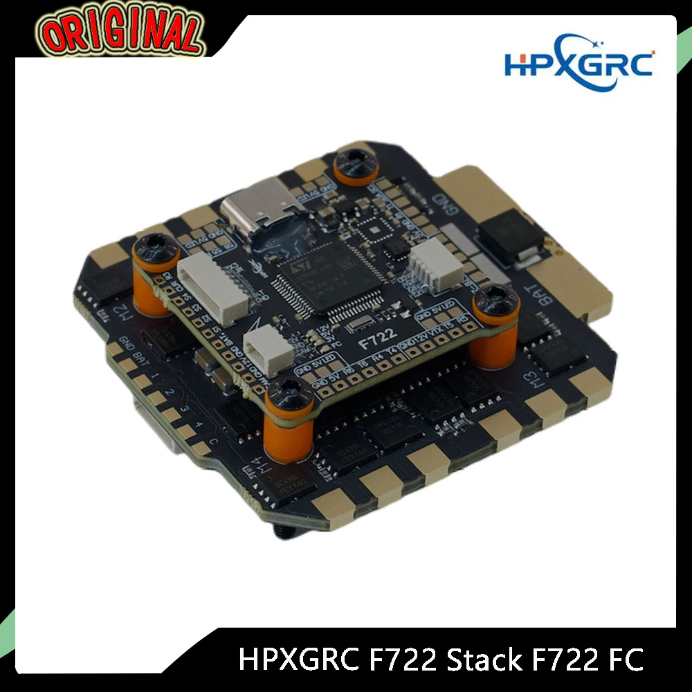 

HPXGRC F722 Stack F722 Flight Controller ICM42688P with 80A/100A/120A ESC 3-8S LIPO 30.5x30.5mm for RC FPV Racing Drone