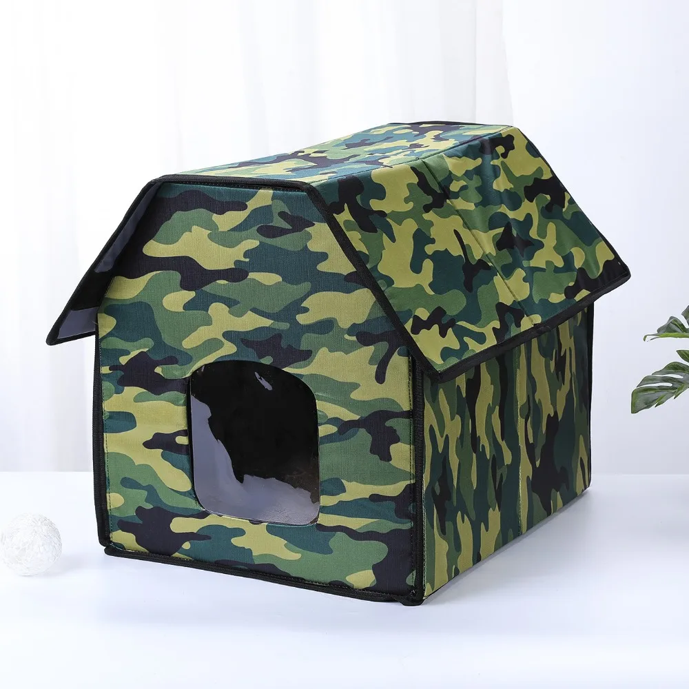 Outdoor Stray Cat Nest Waterproof Breathable Oxford Cloth Foldable Cat Kennel Dog Kennel Removable and Washable Pet House