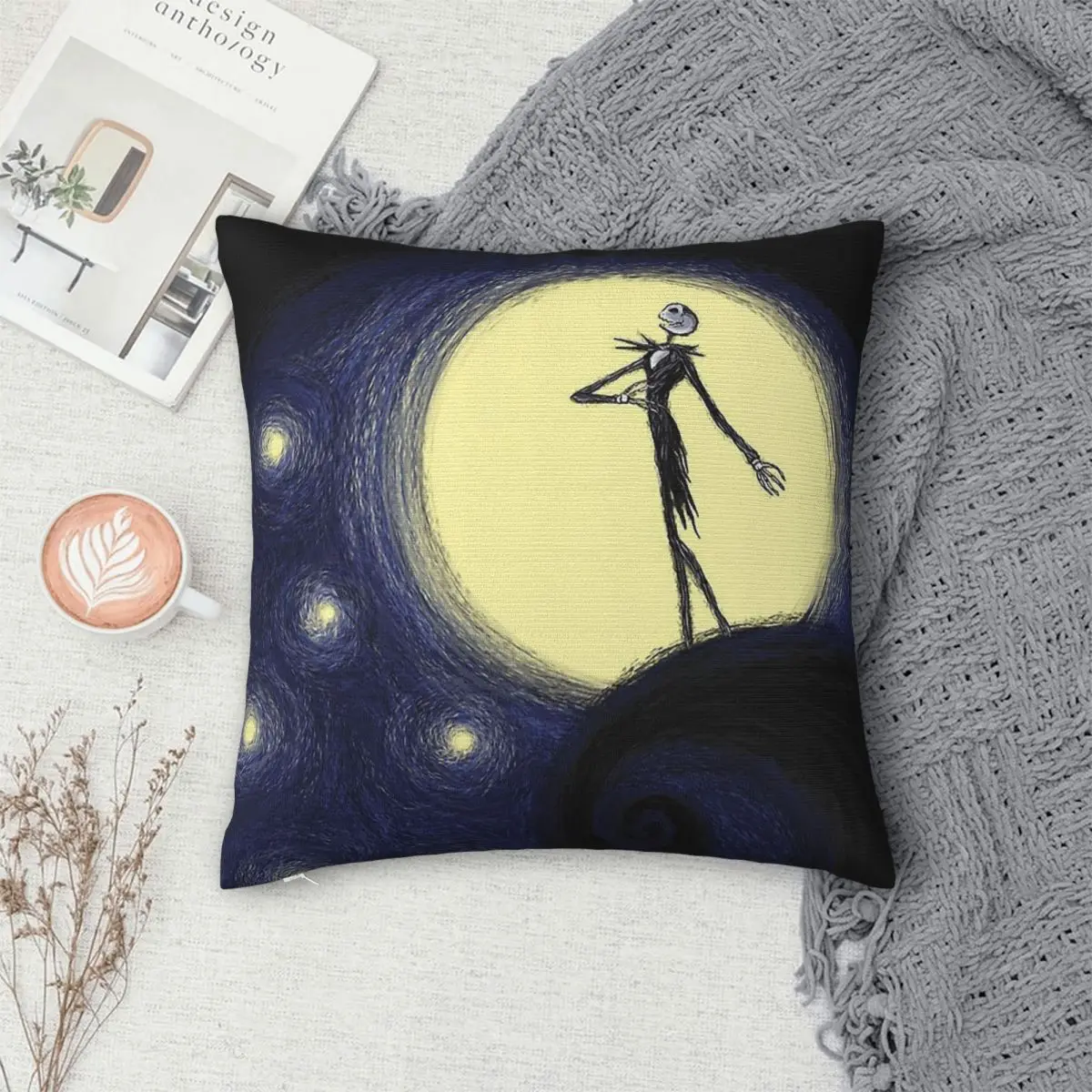 كابوس النجوم المخدة غطاء الوسادة هدية جاك Skellington كابوس قبل عيد الميلاد رمي كيس وسادة غطاء المنزل #4