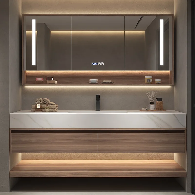 

Slate ceramics seamless integrated basin bathroom cabinet combination bathroom washbasin washbasin Italian simplicity