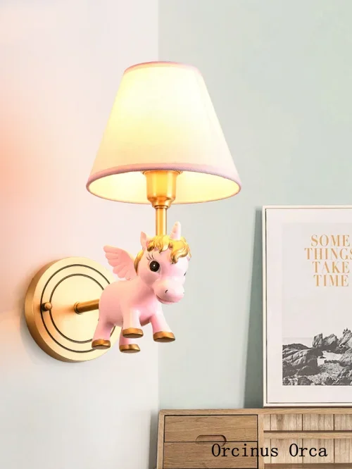 Cartoon Creative Colour Pony Wall Lamp Bedside Lamp in Girl's Bedroom Children's Room American Copper LED Wall Lamp