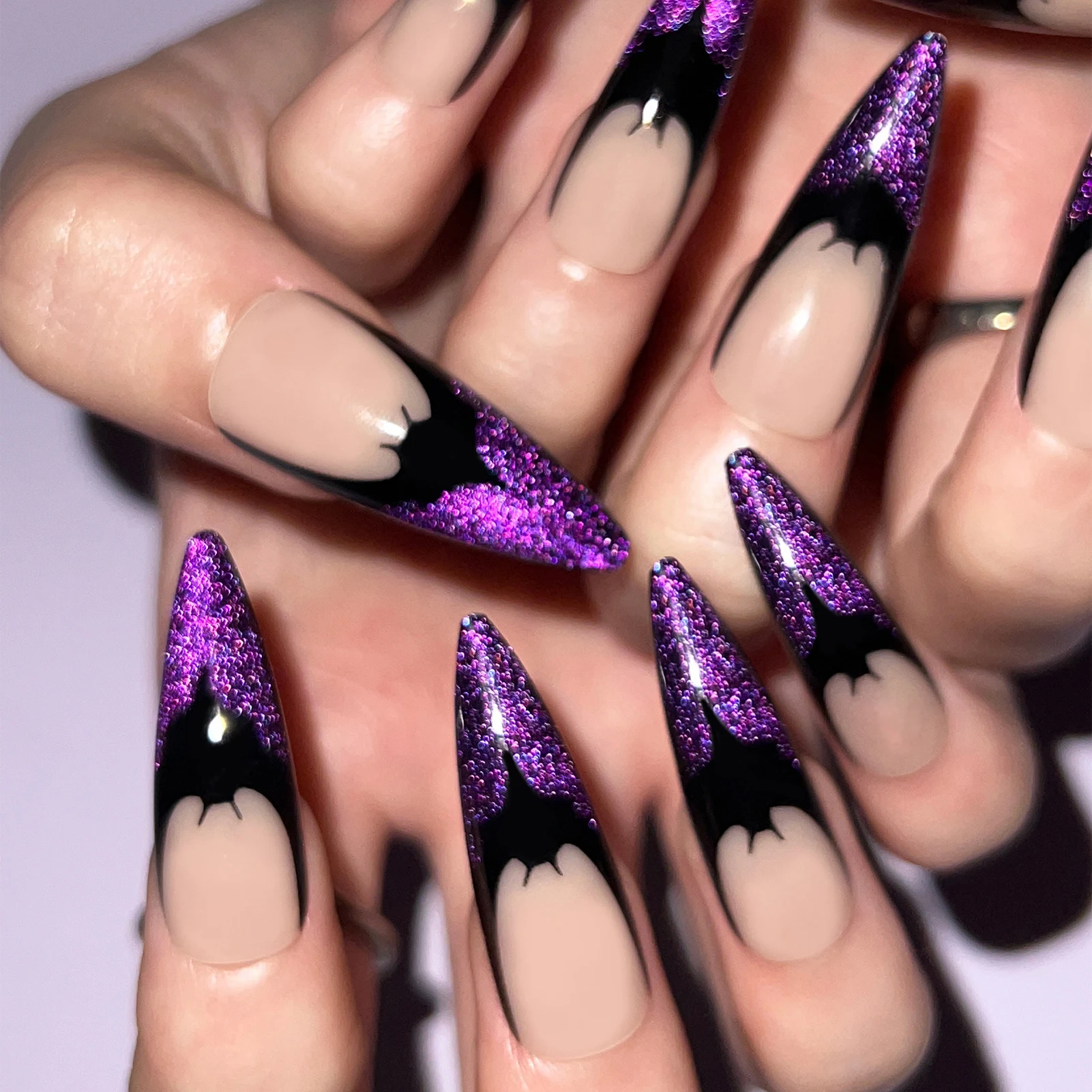 Halloween Long Fake Nails with French Tip Natural Unbreakable Nail Simple Wear for Professional Nail Art Salon Supply