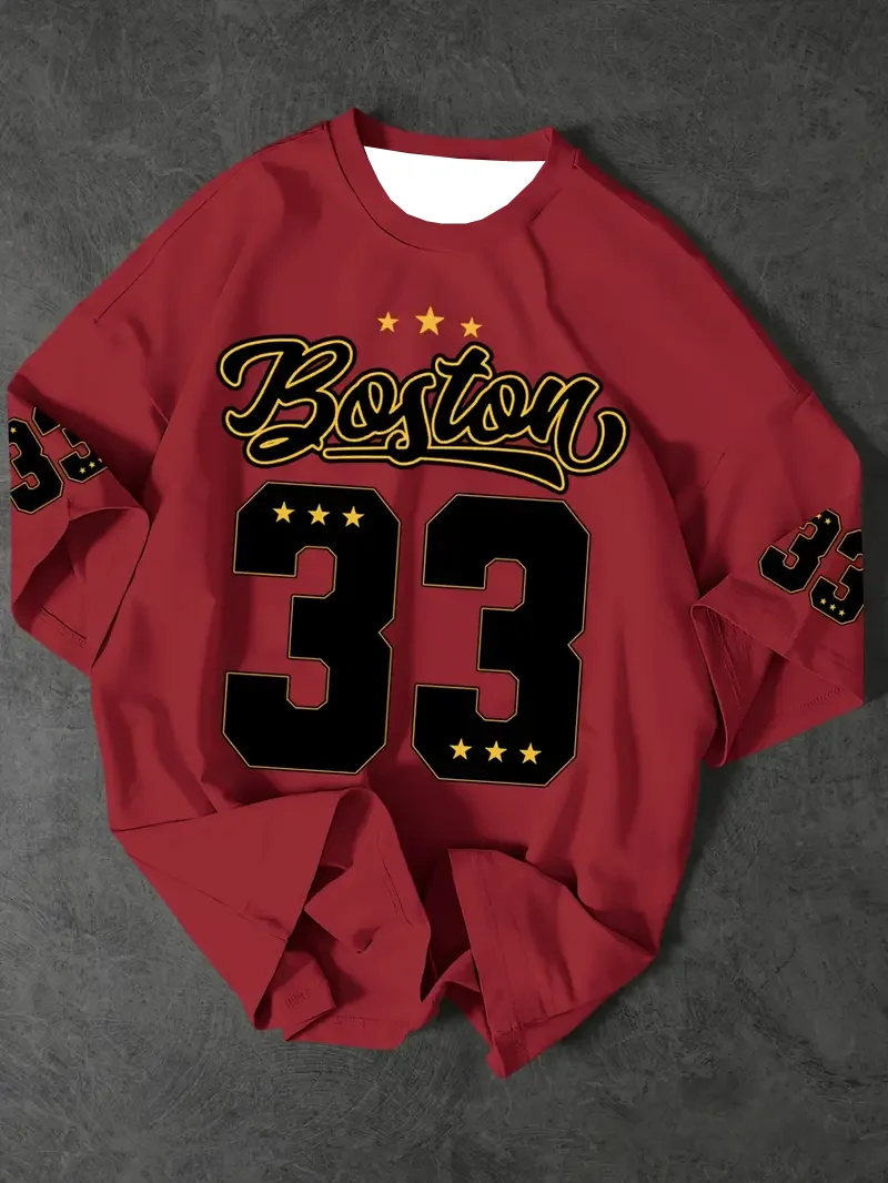 Nueva camiseta deportiva de moda Boston 33, camiseta de manga corta con estampado, camisetas gráficas de verano, camisetas deportivas, camisetas a juego para la familia