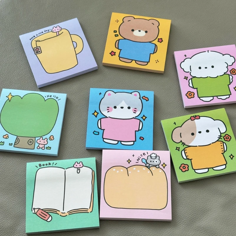 

Kawai Stationery Cute Green Sticky Note Cartoon Healing Hand Painted Note Pad for Student Office School Supplies Lovely Memo Pad
