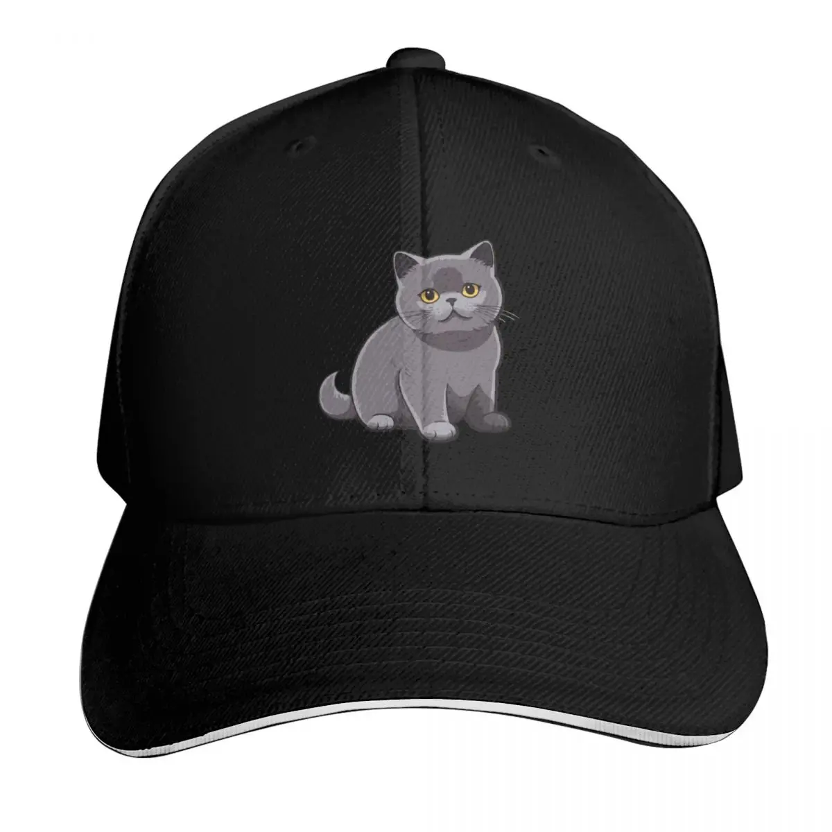 Bonita gorra de béisbol con diseño de gato británico, gorro de rugby y pesca, gorra con cierre a presión, gorro divertido, ropa de golf para mujer, ropa de golf para hombre