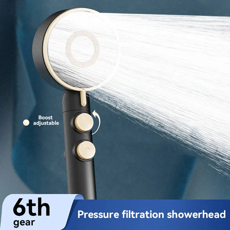 Pressurized Showerhead  5 Modes Circular Shower Nozzle Handheld Hangable Water Saving Shower Head Bathroom Accessories New