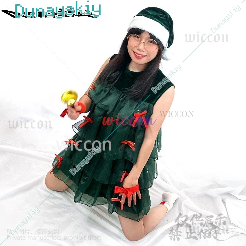 2024 Kerstkostuum Cosplay Anime Jurk Lolita Kawaii Holiday Party Danspak Groene Kanten Jurk Voor Vrouw Meisjes Aangepast