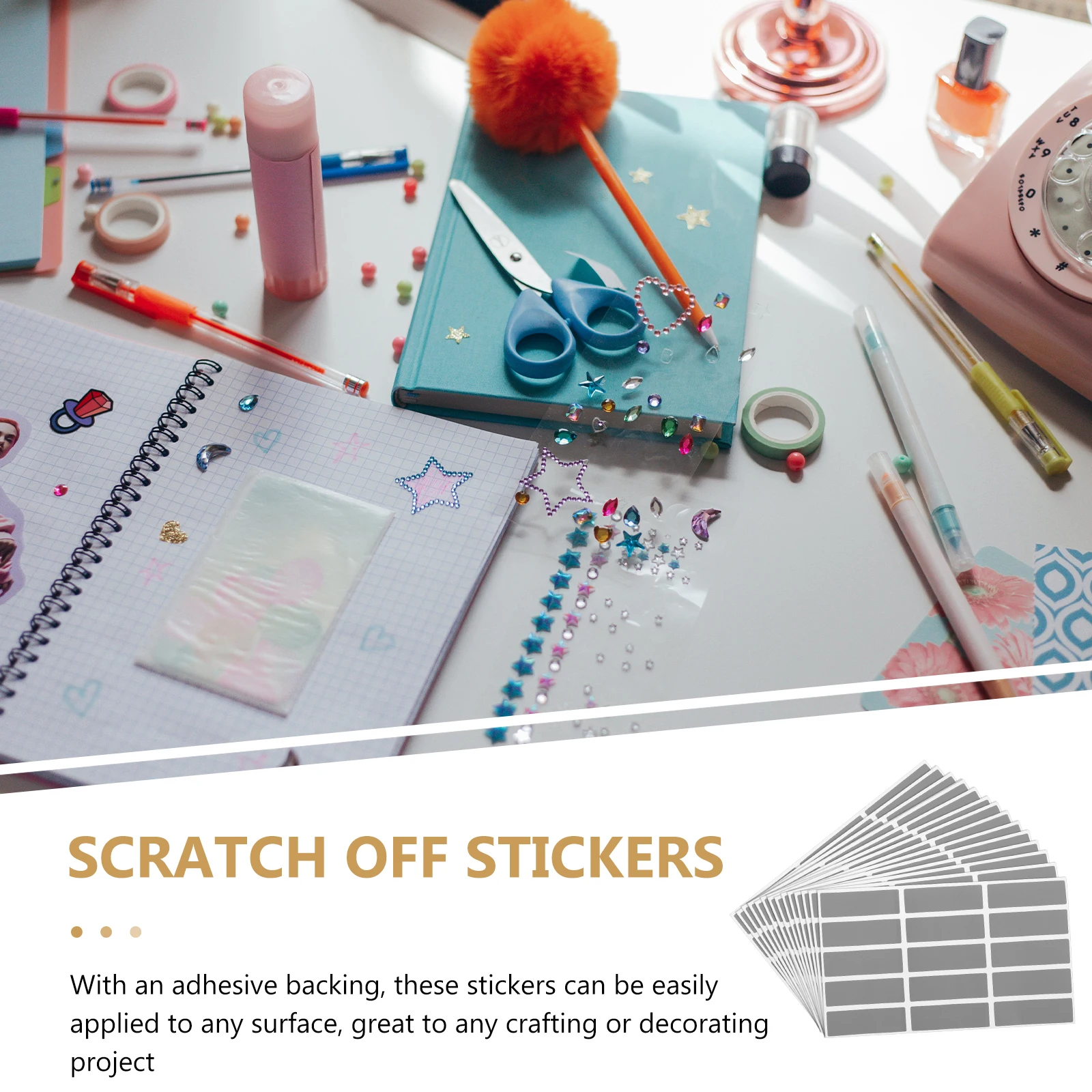 

25 Sheets 15x48mm Scratch Off Stickers PVC Self Adhesive Labels for Cards Rectangle Gift Tag DIY Craft Supplies Folder
