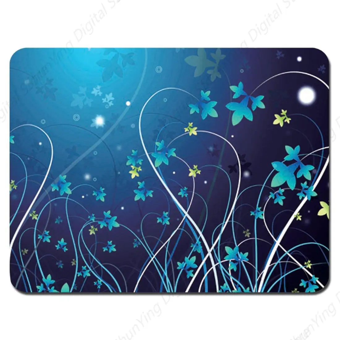 Mouse Pad Blue Whirlpool Plant Mouse Pad Is Very Suitable For Laptops And Office Use With Stitched Edges 25*30cm