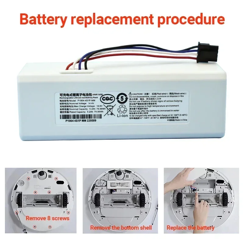 Sweeping Robot Battery 1C P1904-4S1P-MM for Xiaomi Mijia Mi Vacuum Cleaner Sweeping Mopping Robot 18650battery  lithium battery