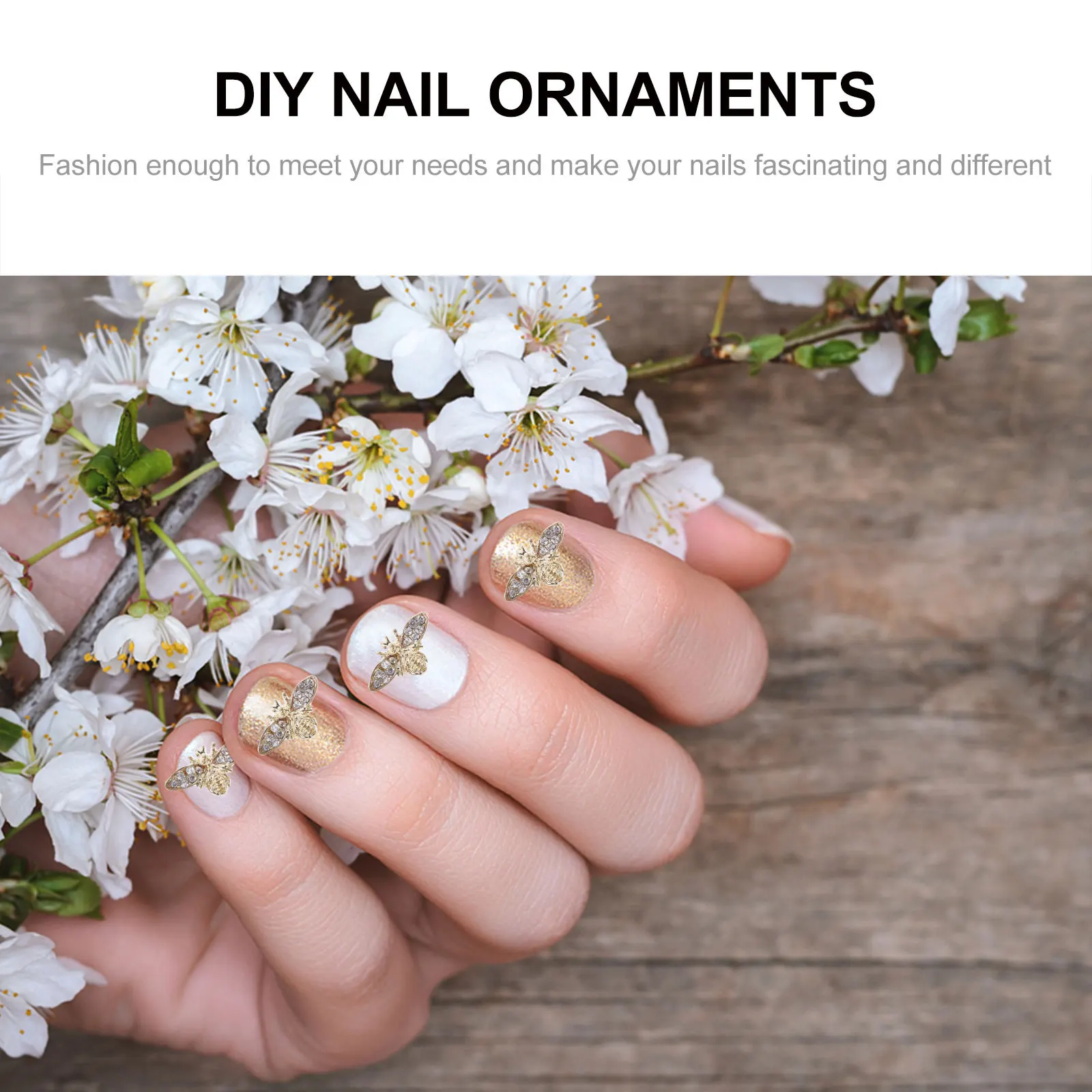 

10Pcs Nail Decor 3D Alloy Bee Nail Charms DIY Manicure Art Body Face Decor Natural Fake Nails DIY Manicure Material