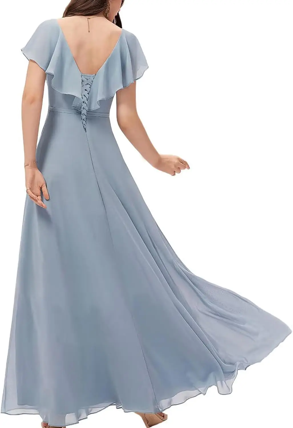 Vestido de dama de honra júnior com decote em V, laço de chiffon, alto e baixo, flor, concurso de casamento, vestido de baile para meninas