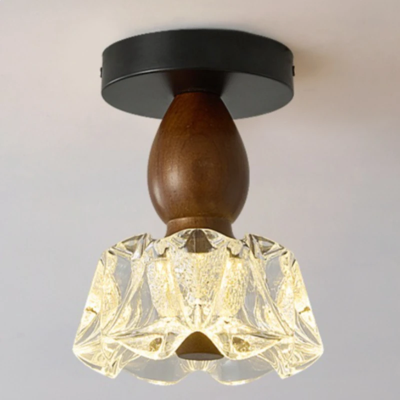 

Nordic Light Luxury Wood Ceiling Light for Balcony Corridor Handmade Floor Lights Concealed Mounted Suspension Artistic Fixtures