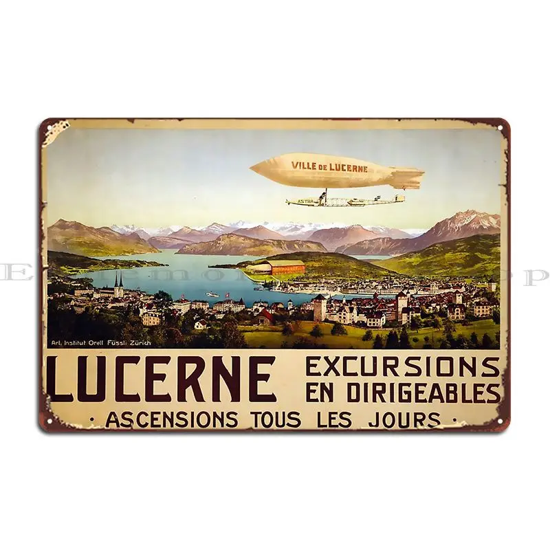 Lucerne Vintage Travel Poster Metal Sign Party Print Design Pub Club Wall Plaque Tin Sign Poster