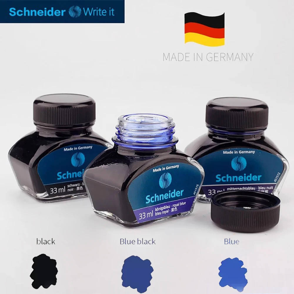 German Schneider Fountain Pen Ink 33ml Refill Water-soluble Encre Stylo PlumeNon-carbon Non-blocking Pen Ink Bottle Stationery