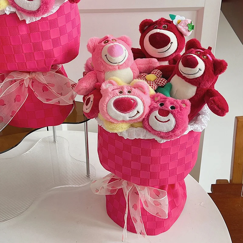 Anime Disney Lotso Pooh Sticth Alien Cartoon Doll Bouquet Plush Doll Flower Valentine\\\'s Day Birthday Graduation Children Gifts