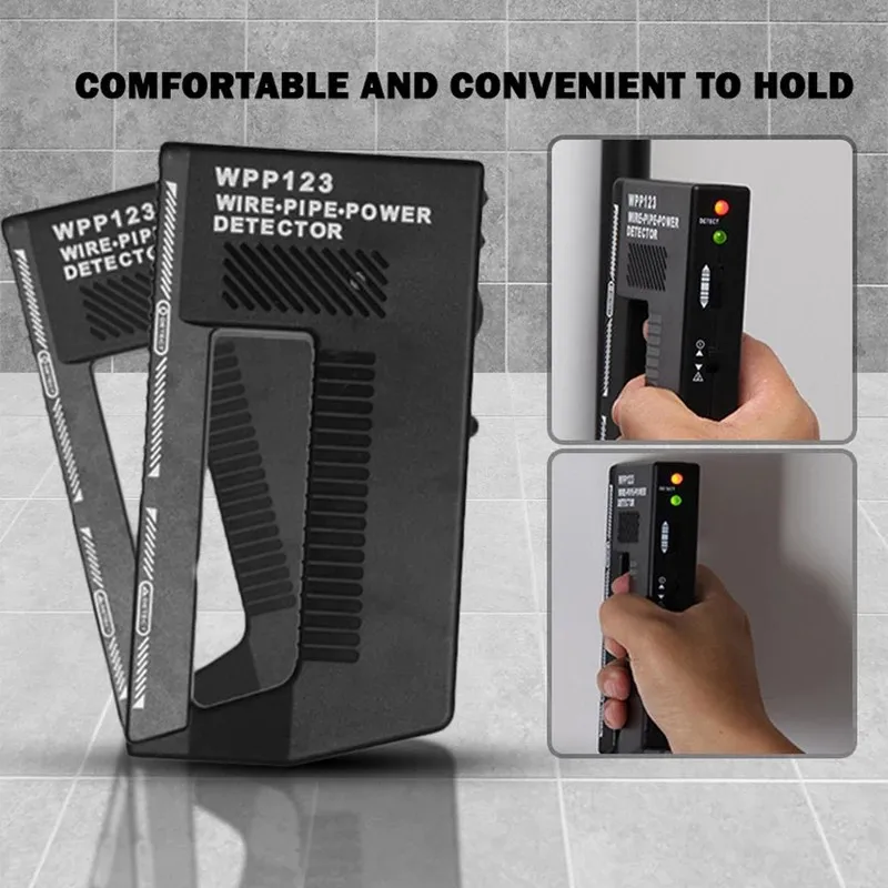 WPP123 ABS Metal Detector Black Wall Detector Non Slip Handle Grip Metal Security Scanner Wall Metal Detector