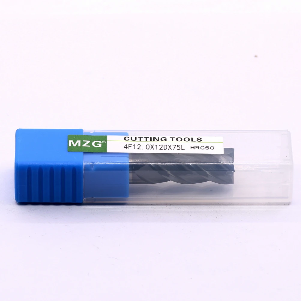 MZG 1PC HRC50 4 Flute 75L 4mm 6mm 8mm Cutting Alloy Carbide Tungsten Steel Milling Cutter