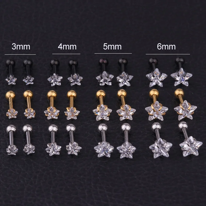 1pc Delicate Y2k Star Ear Pierced Helix Daith Earrings for Women Stainless Steel Rook Screw Back Mini Earing Fashion Jewelry